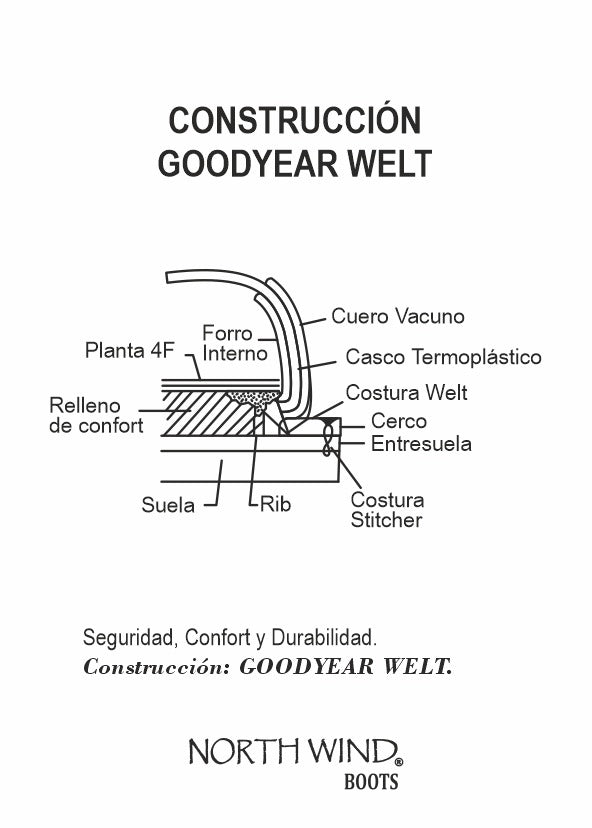 BOTA DE TRABAJO CON CASCO DE ACERO GOODYEAR WELT 100% PIEL