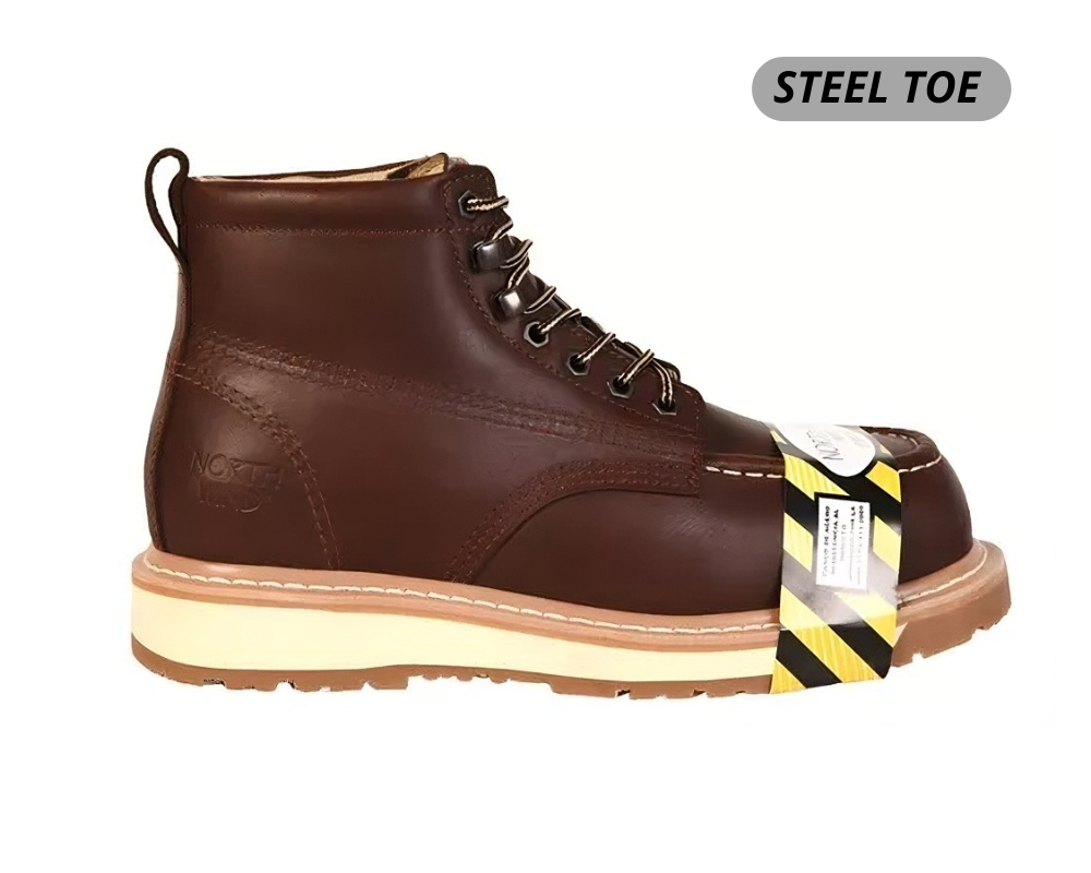 BOTA DE TRABAJO - CASCO DE ACERO - MOC TOE - GOODYEAR WELT - 100% PIEL