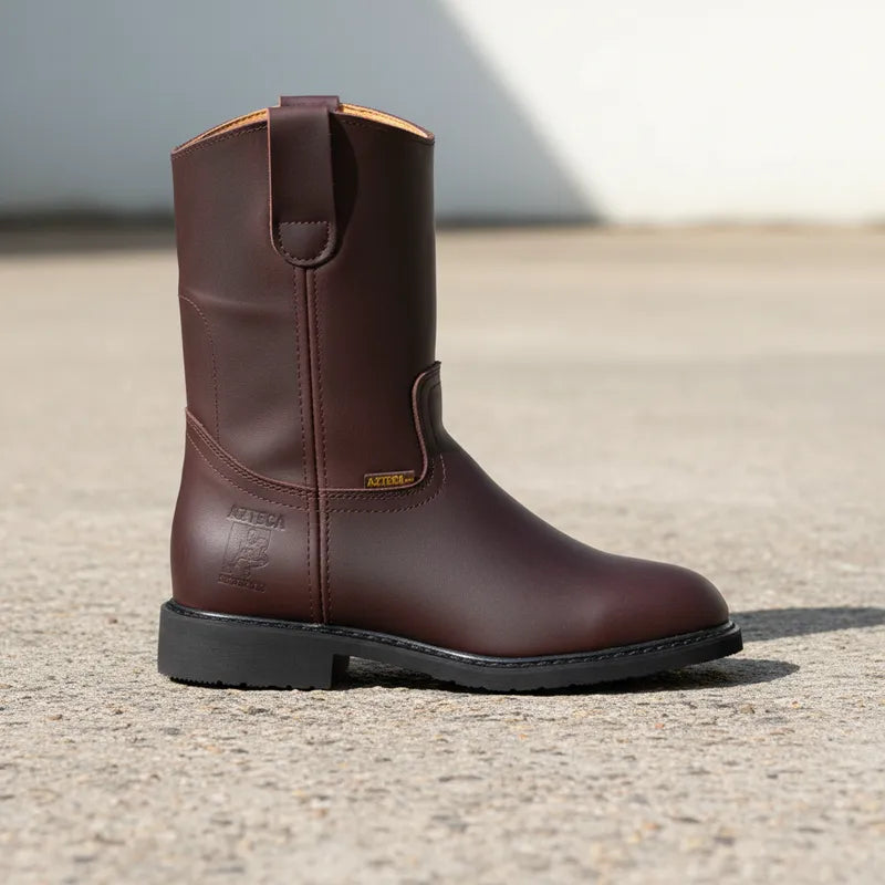 Bota Marca Azteca De Trabajo Con Cosido Welt Y Piel Genuina - Ladrillo